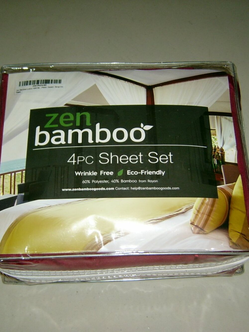 BAMBOO Zen 4PC Burgundy Sheet Set, NEW IN PACKAGE